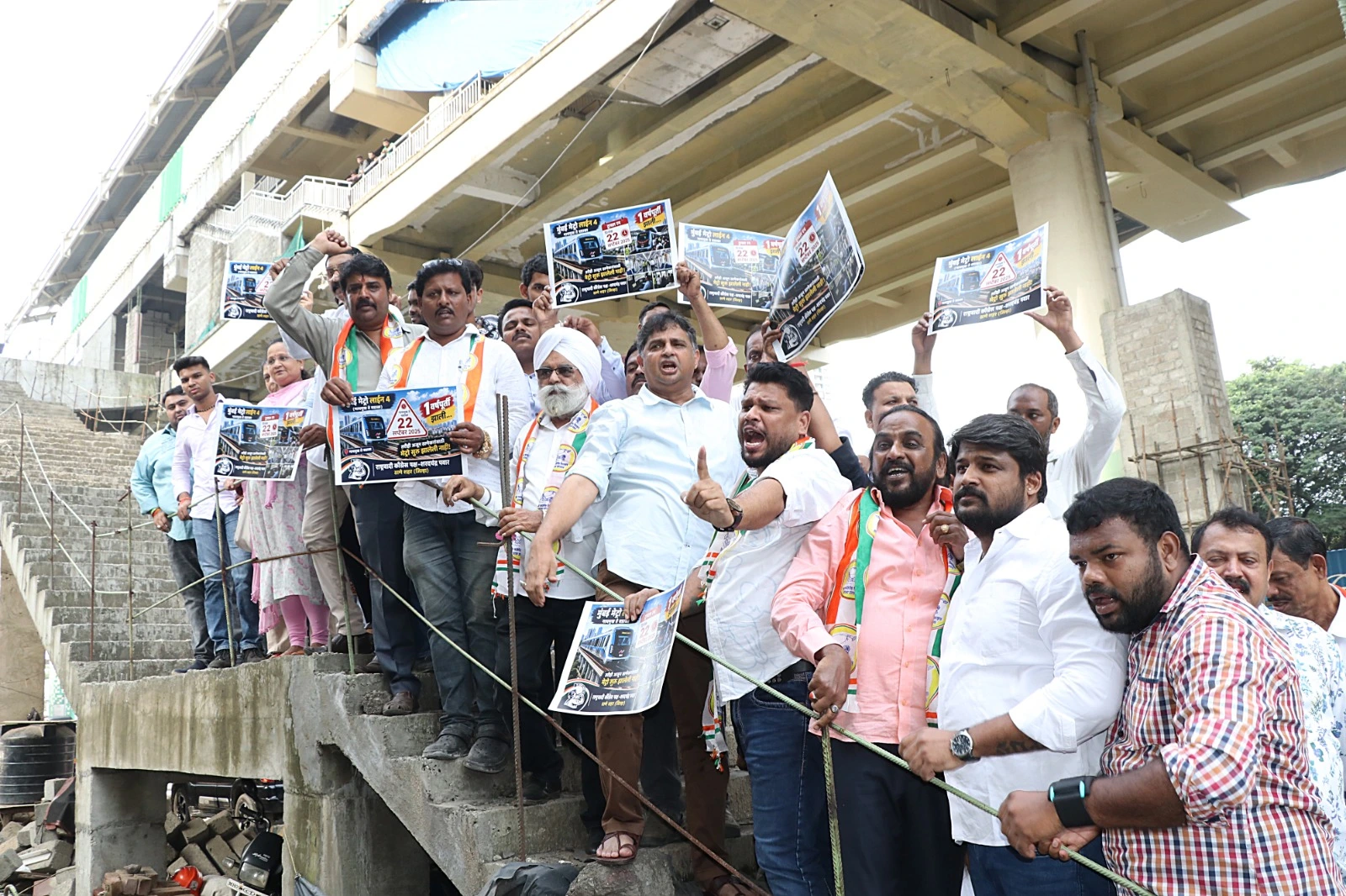 Thane Metro Trial Run Completes One Year, NCP-SP Stages Protest Over Delay