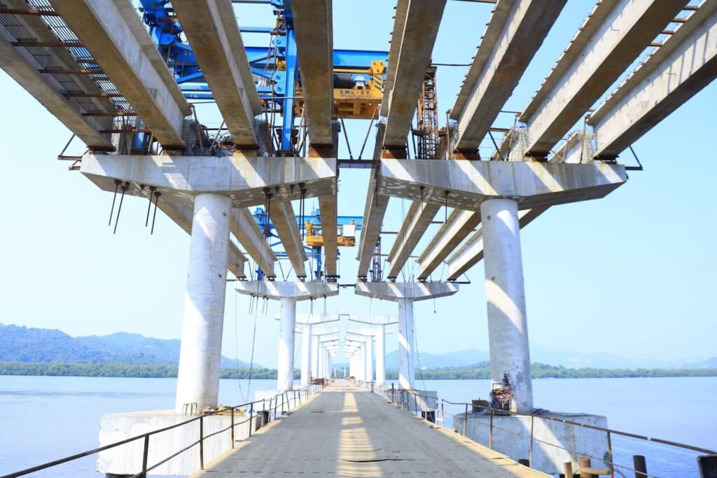 Bridge under construction over the creek in Thane