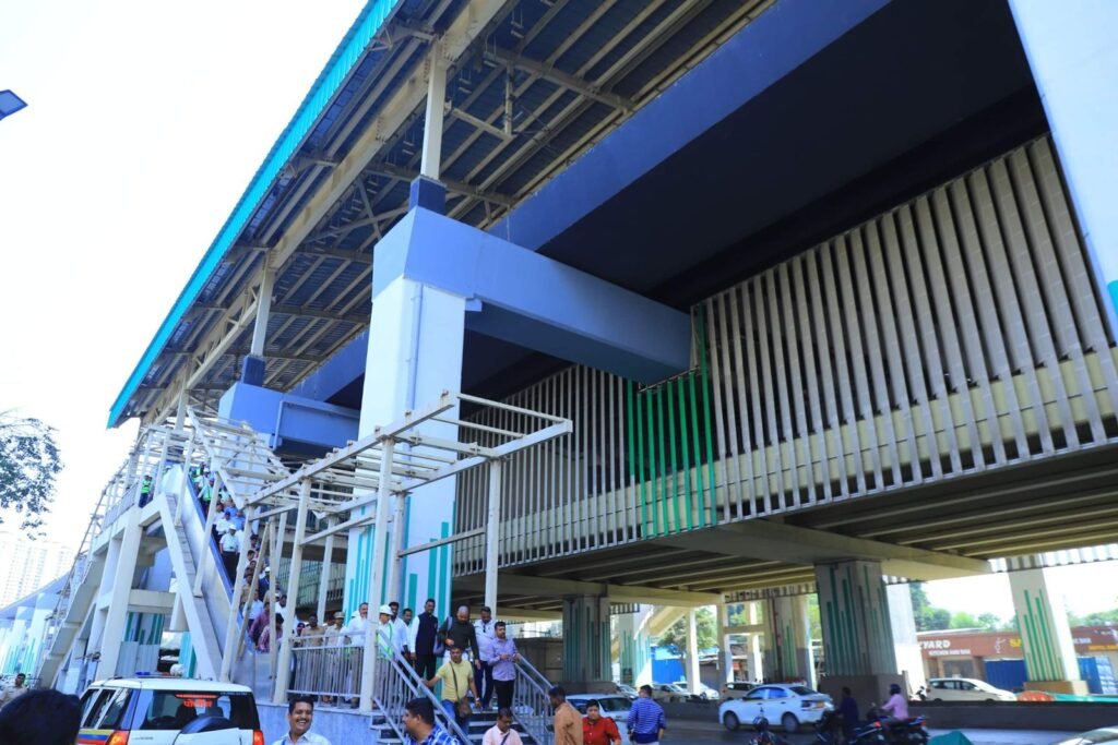 Officials at a Metro Line 4 station in Thane